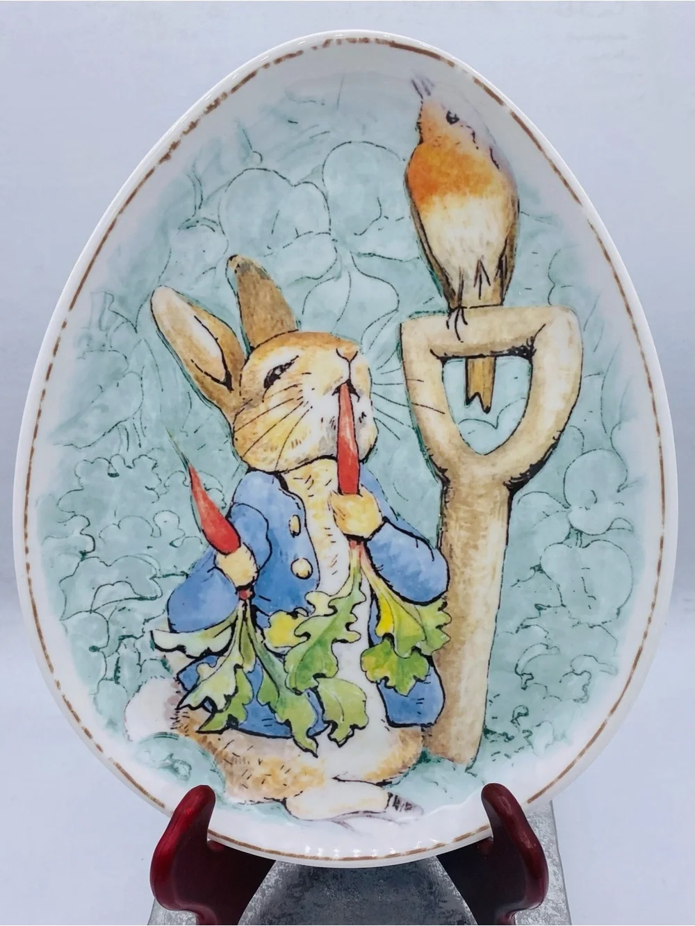 Pottery Barn Kids Beatrice Potter Petter Rabbit Egg Shaped Melamine Plates (4)